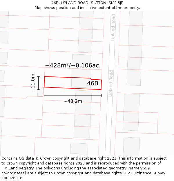 46B, UPLAND ROAD, SUTTON, SM2 5JE: Plot and title map