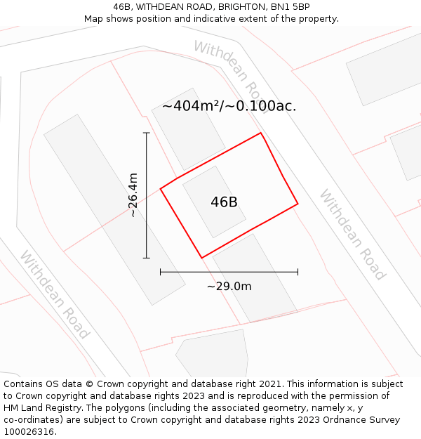 46B, WITHDEAN ROAD, BRIGHTON, BN1 5BP: Plot and title map