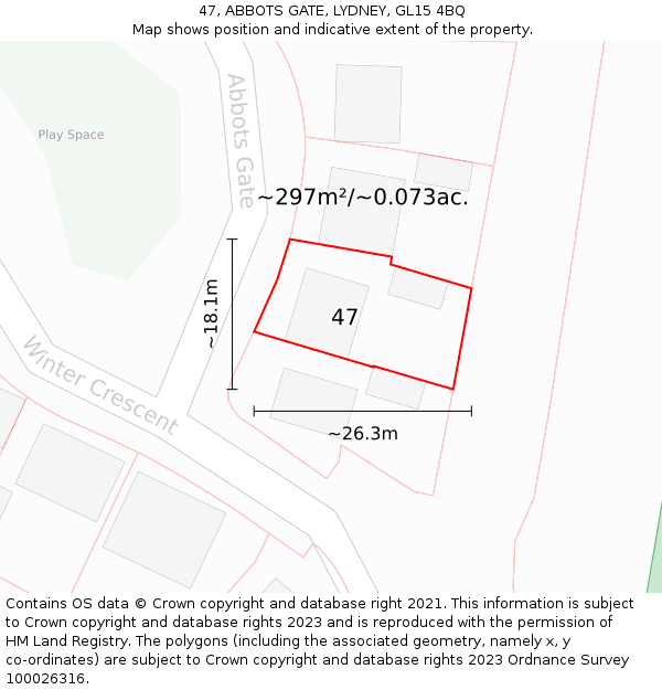 47, ABBOTS GATE, LYDNEY, GL15 4BQ: Plot and title map