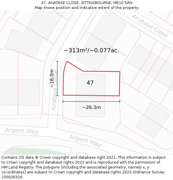 47, ANATASE CLOSE, SITTINGBOURNE, ME10 5AN: Plot and title map