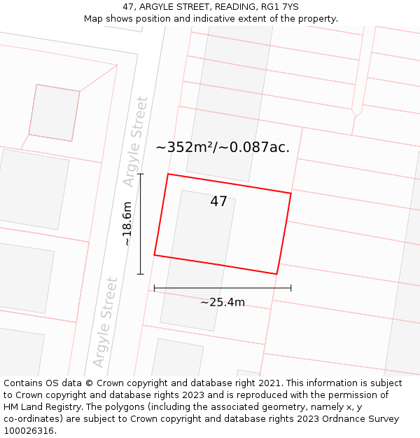 47, ARGYLE STREET, READING, RG1 7YS: Plot and title map