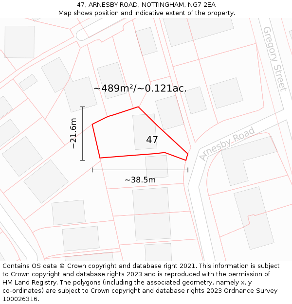 47, ARNESBY ROAD, NOTTINGHAM, NG7 2EA: Plot and title map