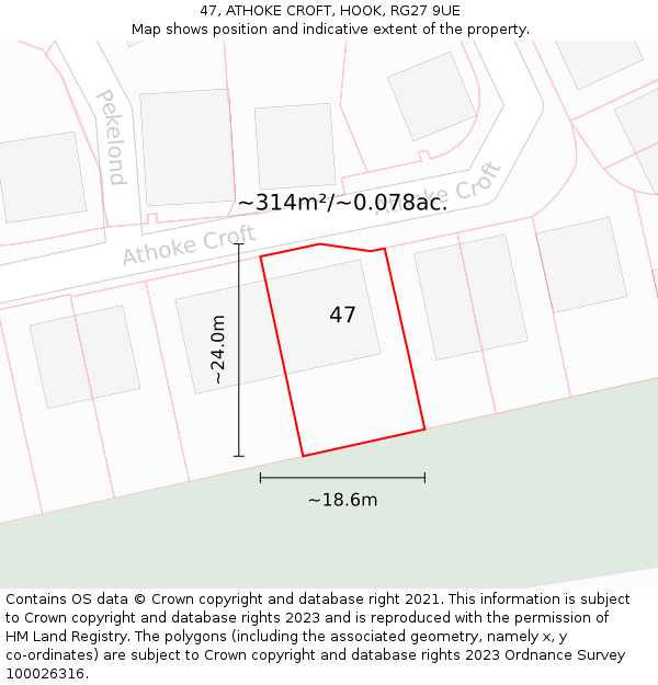 47, ATHOKE CROFT, HOOK, RG27 9UE: Plot and title map