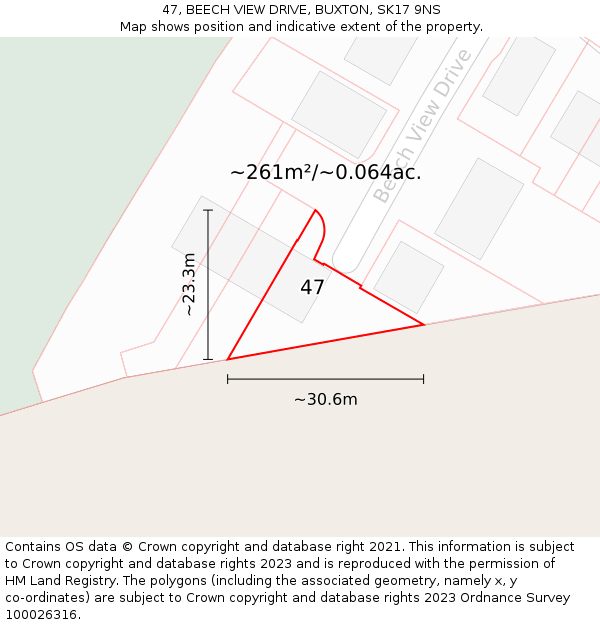 47, BEECH VIEW DRIVE, BUXTON, SK17 9NS: Plot and title map