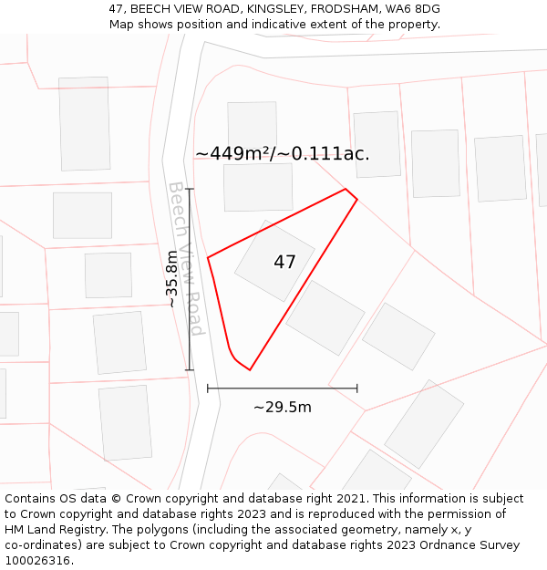 47, BEECH VIEW ROAD, KINGSLEY, FRODSHAM, WA6 8DG: Plot and title map