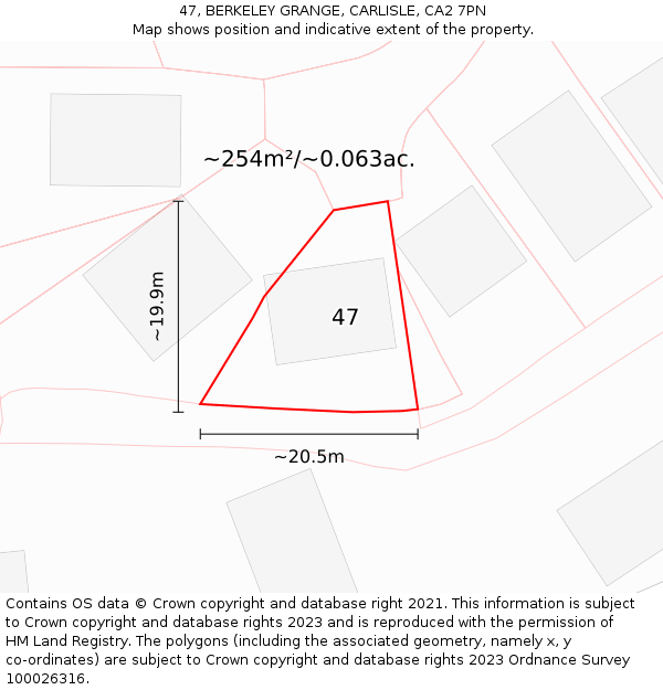 47, BERKELEY GRANGE, CARLISLE, CA2 7PN: Plot and title map