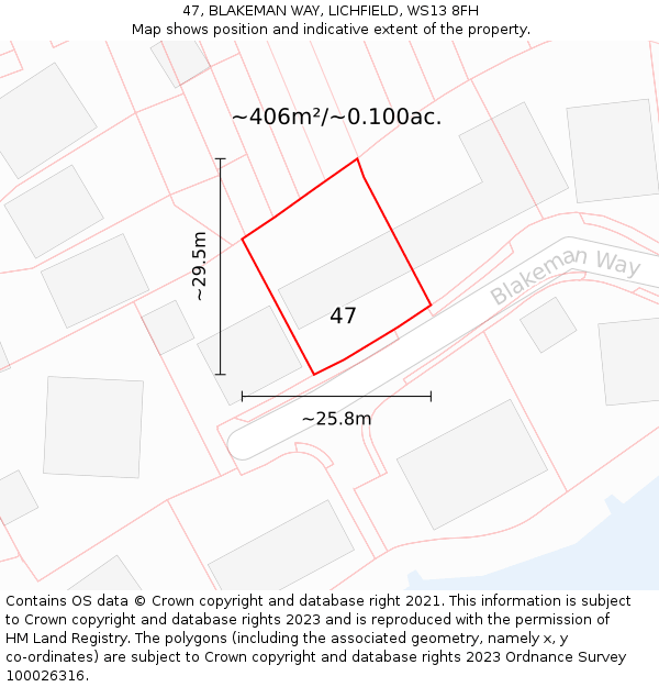47, BLAKEMAN WAY, LICHFIELD, WS13 8FH: Plot and title map