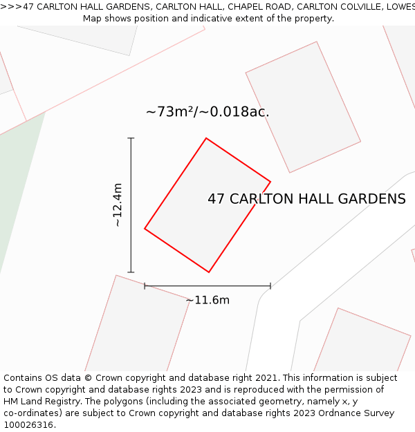 47 CARLTON HALL GARDENS, CARLTON HALL, CHAPEL ROAD, CARLTON COLVILLE, LOWESTOFT, NR33 8BL: Plot and title map
