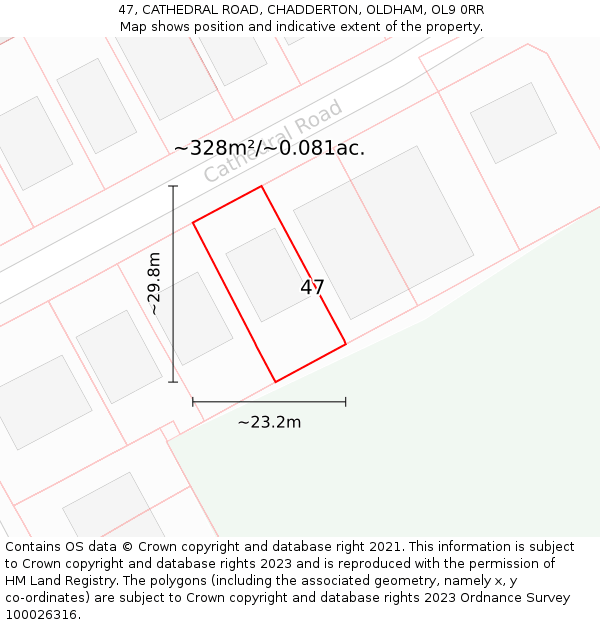 47, CATHEDRAL ROAD, CHADDERTON, OLDHAM, OL9 0RR: Plot and title map