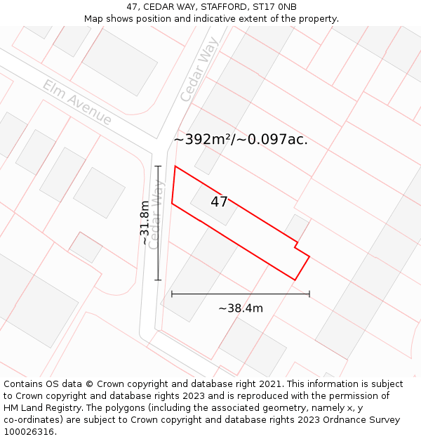 47, CEDAR WAY, STAFFORD, ST17 0NB: Plot and title map