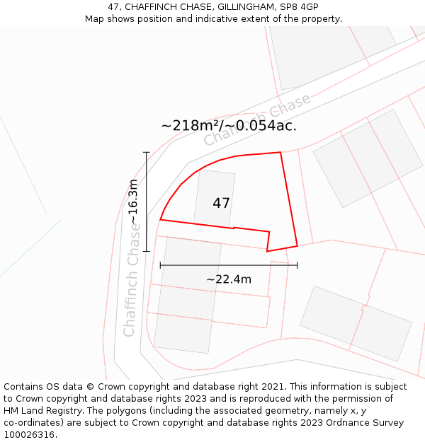 47, CHAFFINCH CHASE, GILLINGHAM, SP8 4GP: Plot and title map