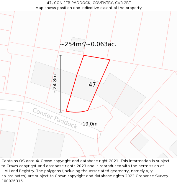 47, CONIFER PADDOCK, COVENTRY, CV3 2RE: Plot and title map