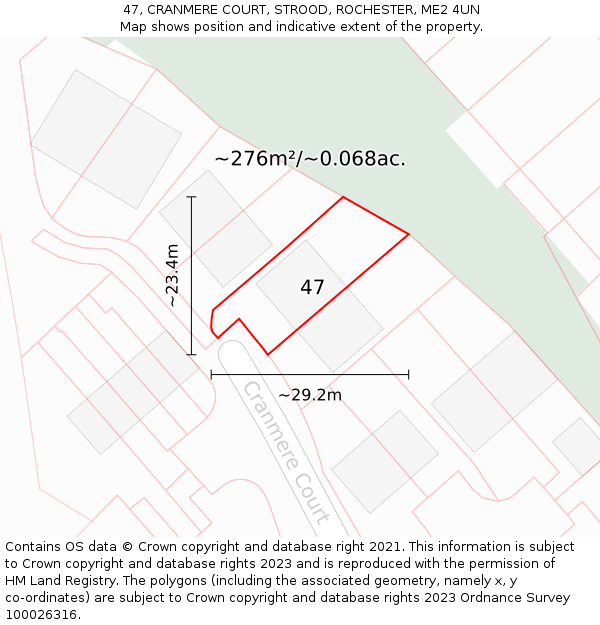 47, CRANMERE COURT, STROOD, ROCHESTER, ME2 4UN: Plot and title map