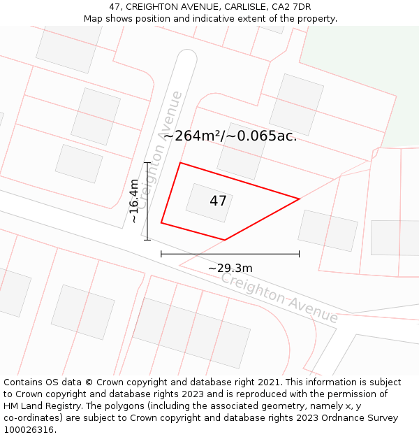 47, CREIGHTON AVENUE, CARLISLE, CA2 7DR: Plot and title map
