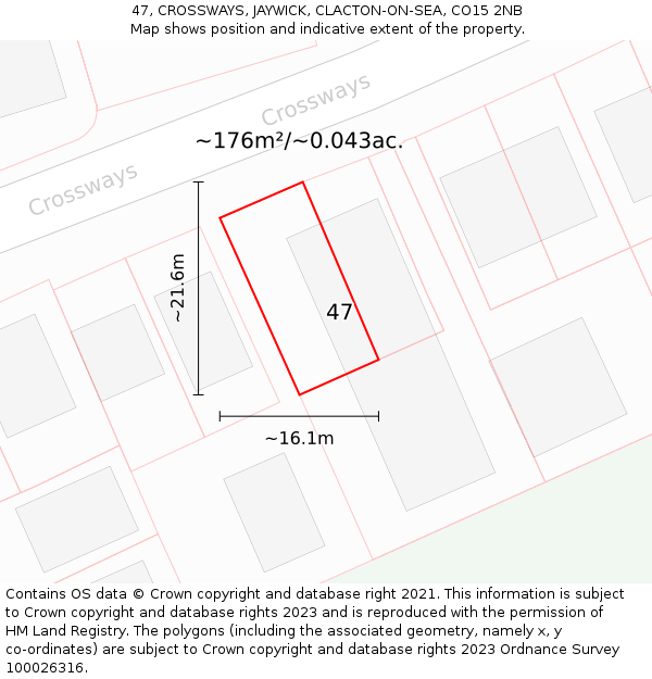 47, CROSSWAYS, JAYWICK, CLACTON-ON-SEA, CO15 2NB: Plot and title map