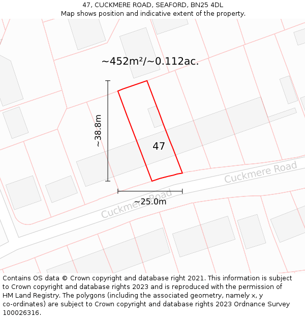 47, CUCKMERE ROAD, SEAFORD, BN25 4DL: Plot and title map