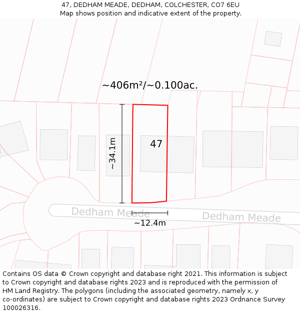 47, DEDHAM MEADE, DEDHAM, COLCHESTER, CO7 6EU: Plot and title map