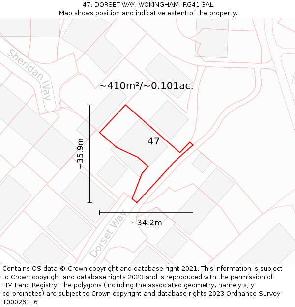 47, DORSET WAY, WOKINGHAM, RG41 3AL: Plot and title map