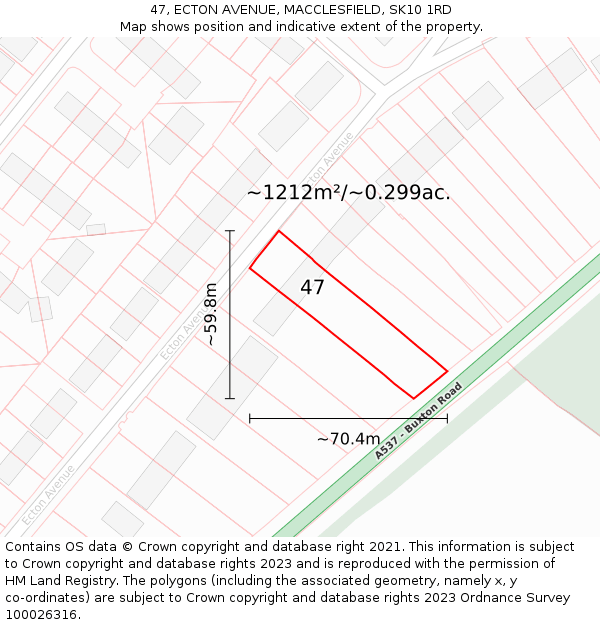 47, ECTON AVENUE, MACCLESFIELD, SK10 1RD: Plot and title map