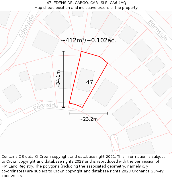 47, EDENSIDE, CARGO, CARLISLE, CA6 4AQ: Plot and title map