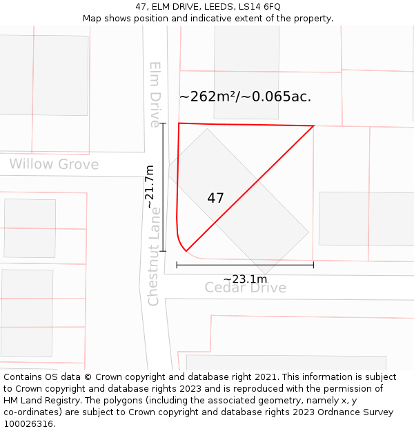 47, ELM DRIVE, LEEDS, LS14 6FQ: Plot and title map