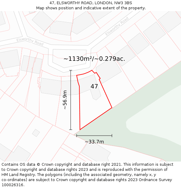 47, ELSWORTHY ROAD, LONDON, NW3 3BS: Plot and title map