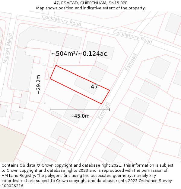 47, ESMEAD, CHIPPENHAM, SN15 3PR: Plot and title map
