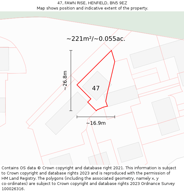47, FAWN RISE, HENFIELD, BN5 9EZ: Plot and title map