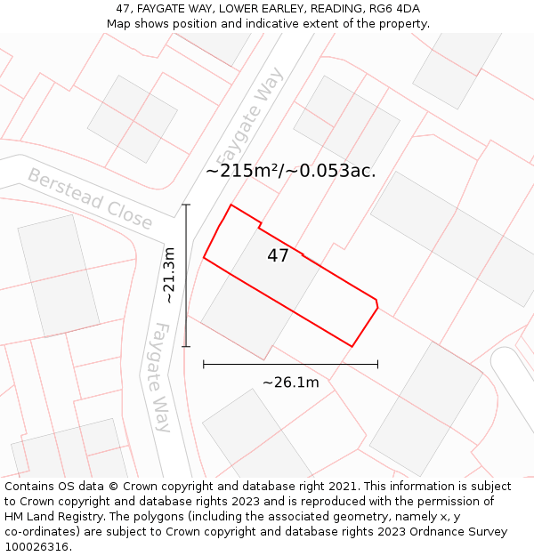 47, FAYGATE WAY, LOWER EARLEY, READING, RG6 4DA: Plot and title map