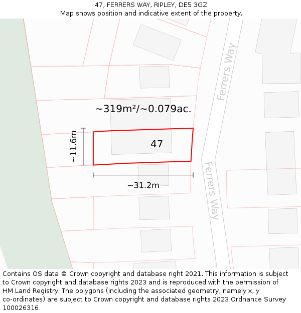 47, FERRERS WAY, RIPLEY, DE5 3GZ: Plot and title map