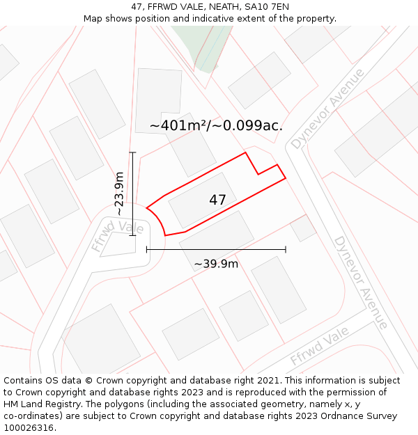 47, FFRWD VALE, NEATH, SA10 7EN: Plot and title map