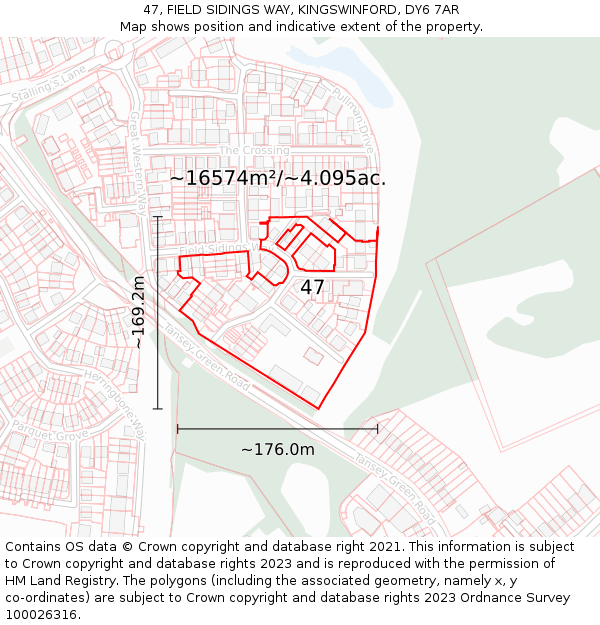 47, FIELD SIDINGS WAY, KINGSWINFORD, DY6 7AR: Plot and title map