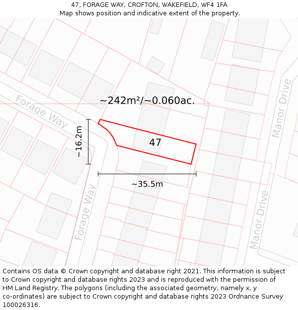 47, FORAGE WAY, CROFTON, WAKEFIELD, WF4 1FA: Plot and title map