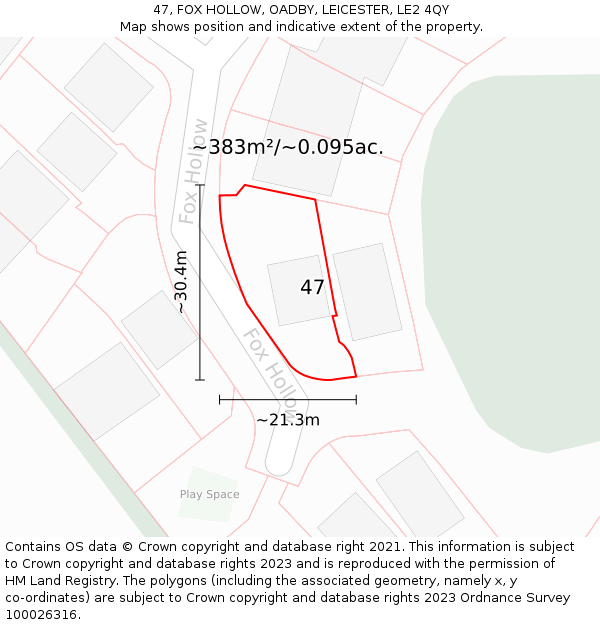 47, FOX HOLLOW, OADBY, LEICESTER, LE2 4QY: Plot and title map