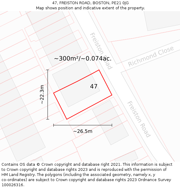 47, FREISTON ROAD, BOSTON, PE21 0JG: Plot and title map