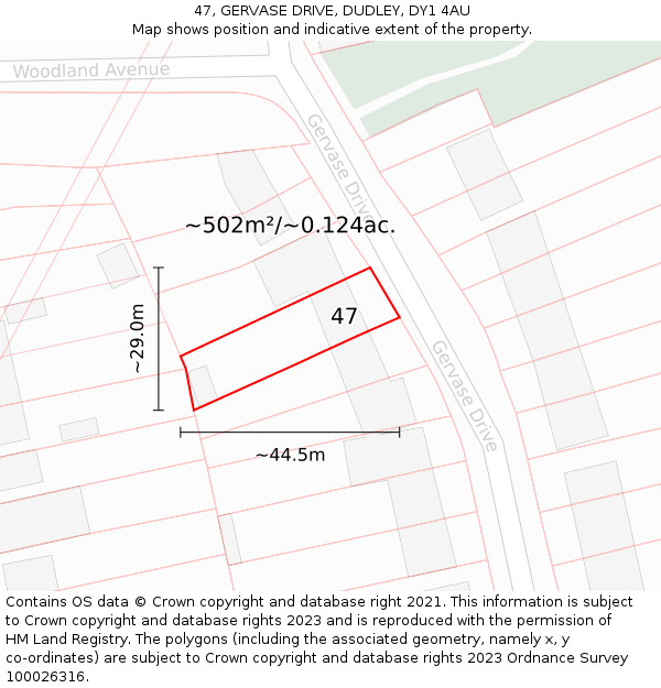 47, GERVASE DRIVE, DUDLEY, DY1 4AU: Plot and title map