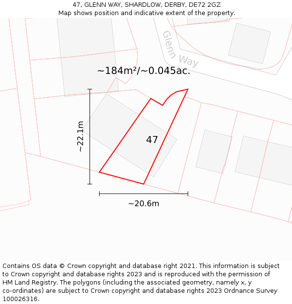 47, GLENN WAY, SHARDLOW, DERBY, DE72 2GZ: Plot and title map