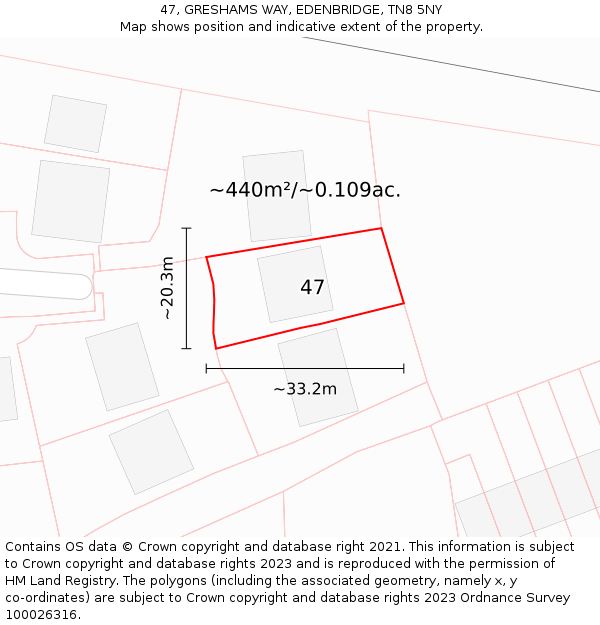 47, GRESHAMS WAY, EDENBRIDGE, TN8 5NY: Plot and title map