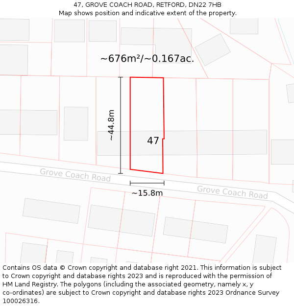 47, GROVE COACH ROAD, RETFORD, DN22 7HB: Plot and title map
