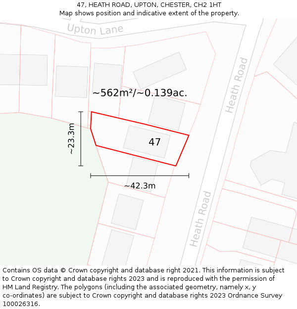 47, HEATH ROAD, UPTON, CHESTER, CH2 1HT: Plot and title map