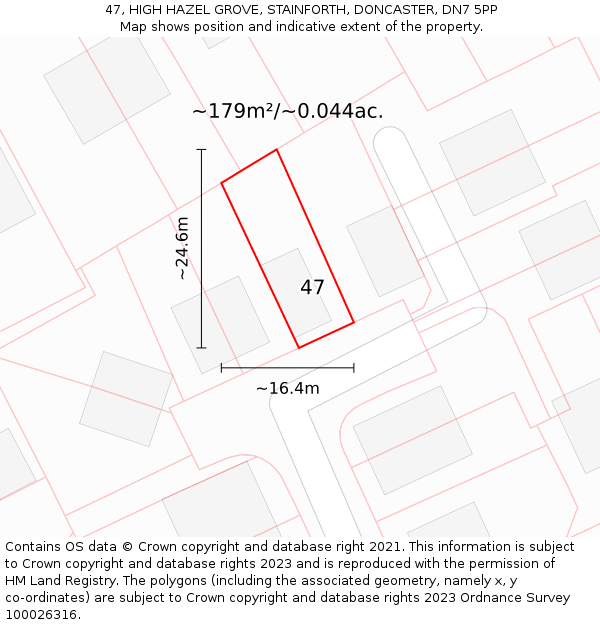 47, HIGH HAZEL GROVE, STAINFORTH, DONCASTER, DN7 5PP: Plot and title map