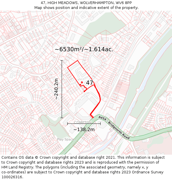 47, HIGH MEADOWS, WOLVERHAMPTON, WV6 8PP: Plot and title map