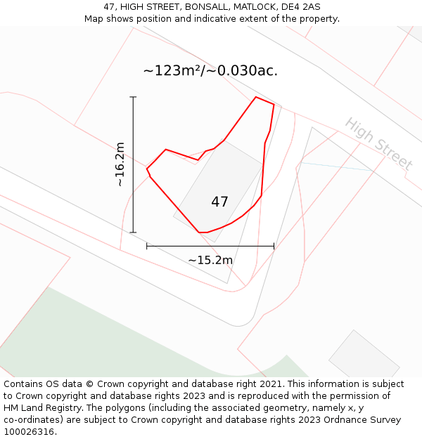 47, HIGH STREET, BONSALL, MATLOCK, DE4 2AS: Plot and title map