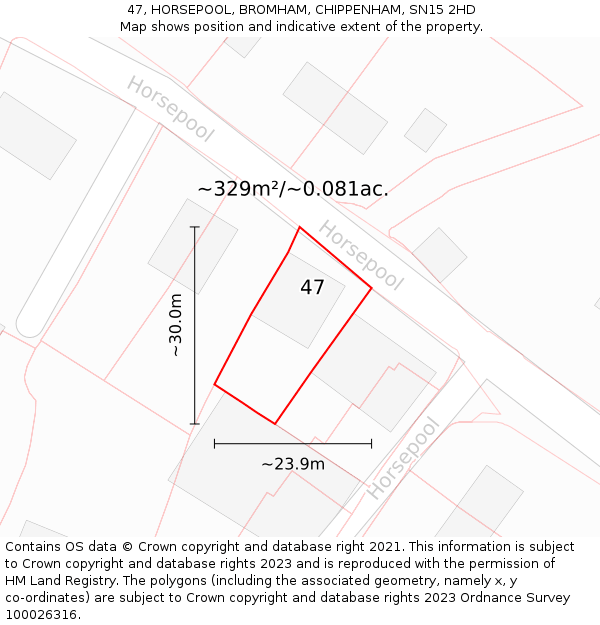 47, HORSEPOOL, BROMHAM, CHIPPENHAM, SN15 2HD: Plot and title map