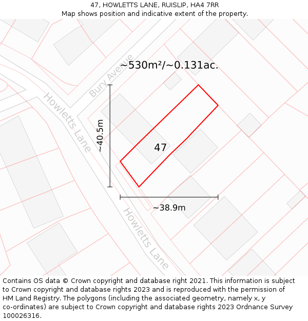 47, HOWLETTS LANE, RUISLIP, HA4 7RR: Plot and title map