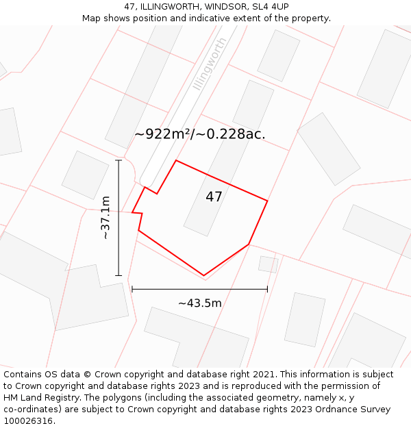 47, ILLINGWORTH, WINDSOR, SL4 4UP: Plot and title map