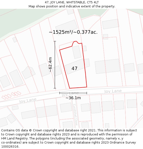 47, JOY LANE, WHITSTABLE, CT5 4LT: Plot and title map