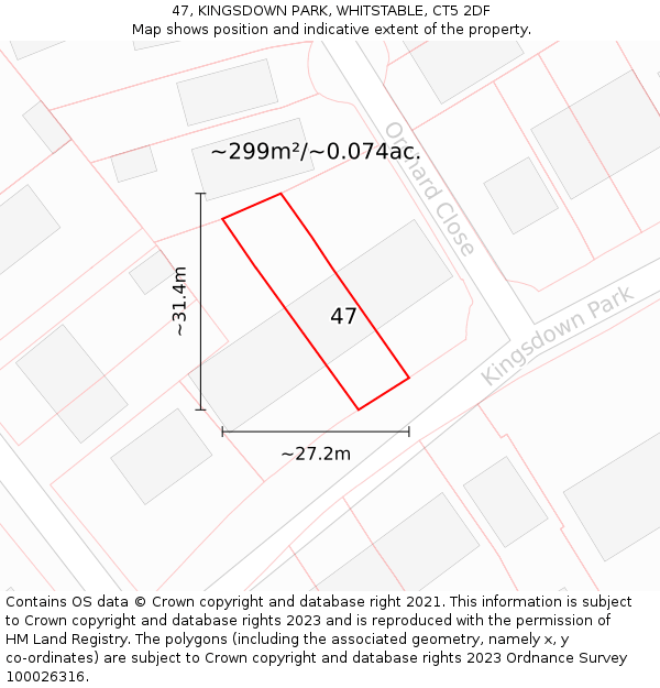 47, KINGSDOWN PARK, WHITSTABLE, CT5 2DF: Plot and title map