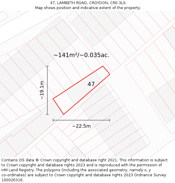 47, LAMBETH ROAD, CROYDON, CR0 3LS: Plot and title map