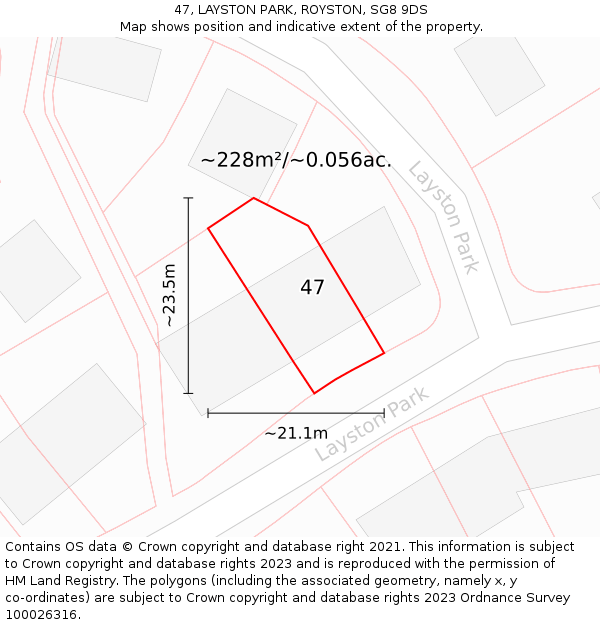 47, LAYSTON PARK, ROYSTON, SG8 9DS: Plot and title map